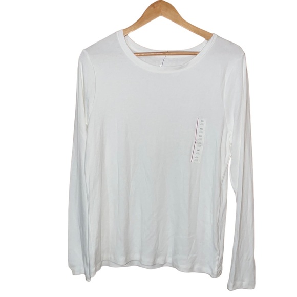 •A NEW DAY•NWT WHITE LONG SLEEVE RIBBED SCOOPNECK TOP SIZE XXL - Picture 1 of 8